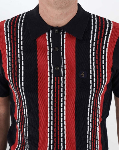 Gabicci Vintage Caan Stripe Strickpolo Marineblau/Rot/Weiß
