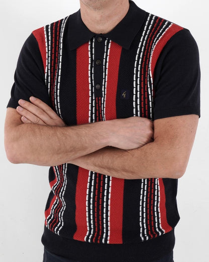Gabicci Vintage Caan Stripe Strickpolo Marineblau/Rot/Weiß