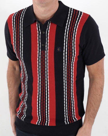 Gabicci Vintage Caan Stripe Strickpolo Marineblau/Rot/Weiß