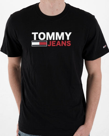 Tommy Jeans Corp Logo T-Shirt Schwarz