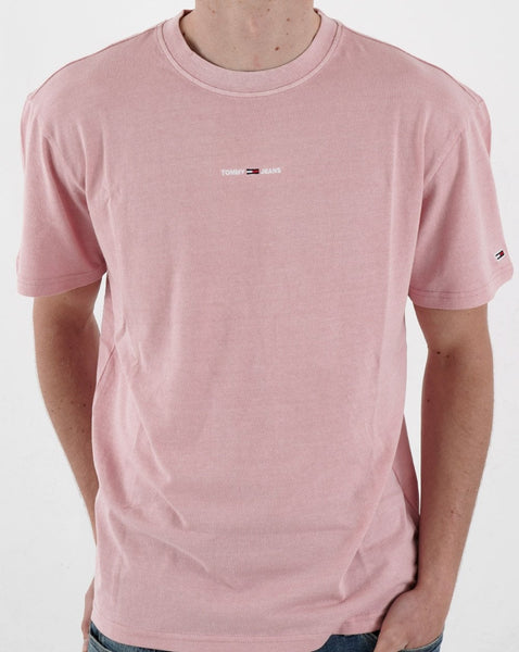Tommy Jeans Tiny Linear Logo T Shirt Pink