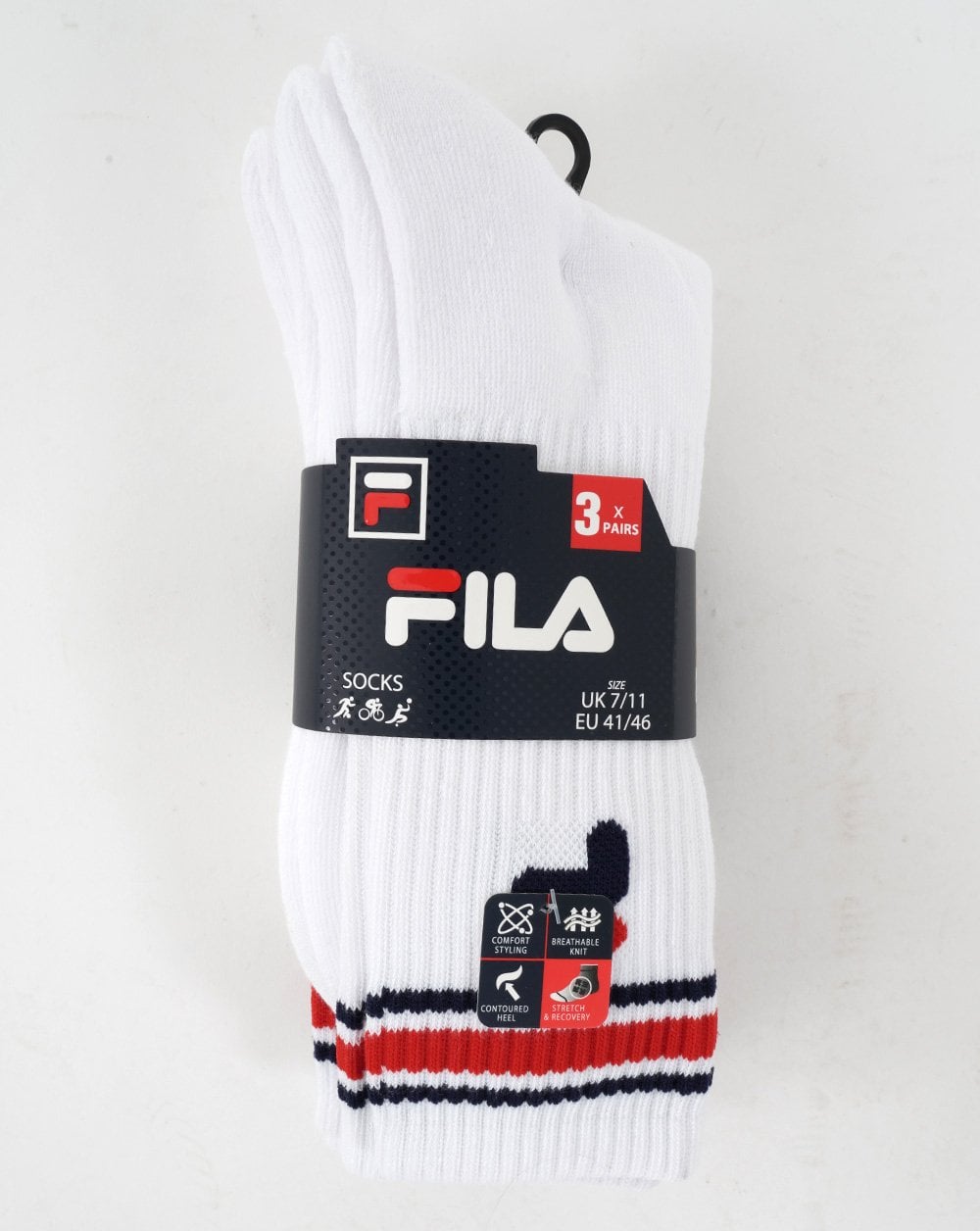Fila Vintage 3 Pack Socks White