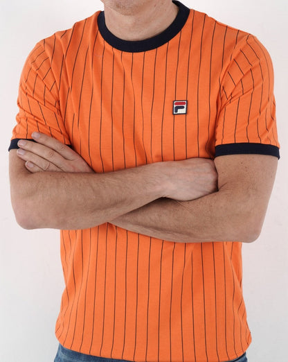 Fila Vintage Nadelstreifen T-Shirt Orange/Marineblau