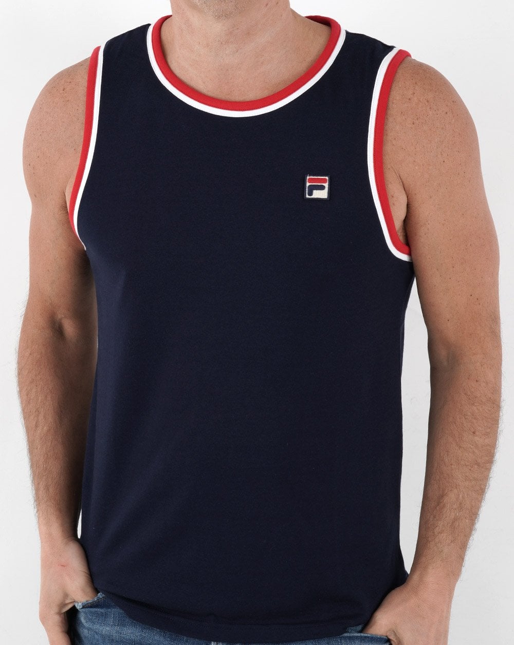 Fila Vintage Retro Weste Marineblau/Weiß/Rot
