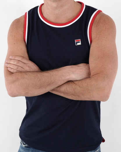 Fila Vintage Retro Weste Marineblau/Weiß/Rot
