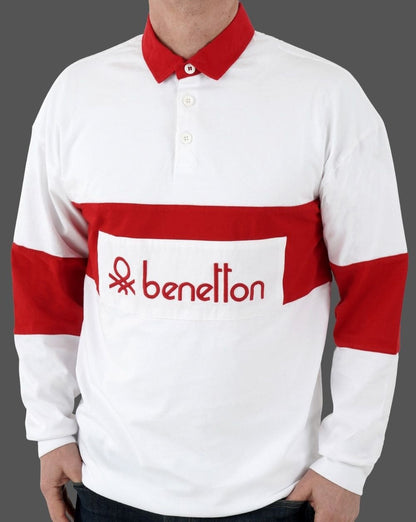 Benetton Rugby-Shirt Weiß/Rot