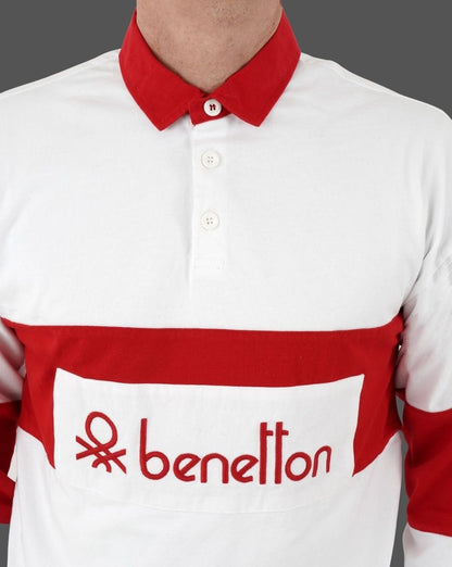 Benetton Rugby-Shirt Weiß/Rot