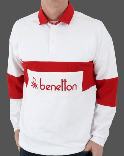 Benetton Rugby-Shirt Weiß/Rot