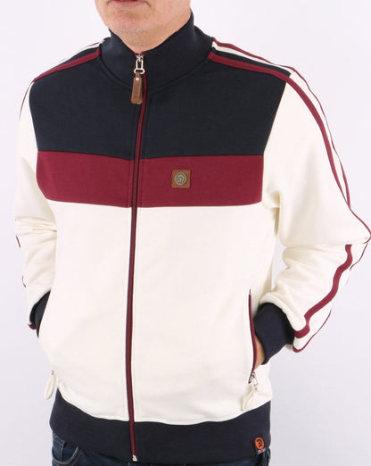 Trojan – Trainingsjacke mit Doppelstreifen in Creme