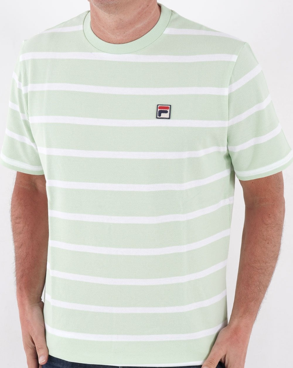 Fila Vintage Stripe Pique T Shirt Soft Green/White