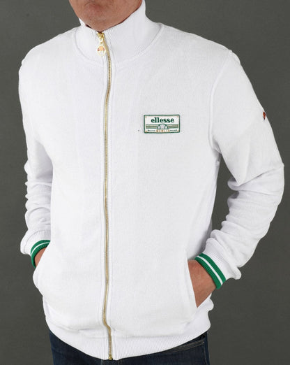 Ellesse – Fallo – Frottee-Trainingsjacke in Weiß
