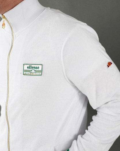 Ellesse – Fallo – Frottee-Trainingsjacke in Weiß