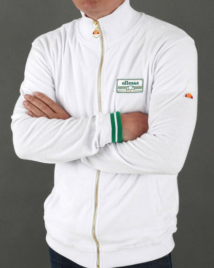 Ellesse – Fallo – Frottee-Trainingsjacke in Weiß