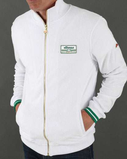 Ellesse – Fallo – Frottee-Trainingsjacke in Weiß