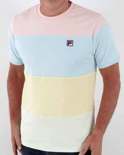 Fila Vintage Pastel Block T-Shirt Rosa/Himmelblau/Gelb
