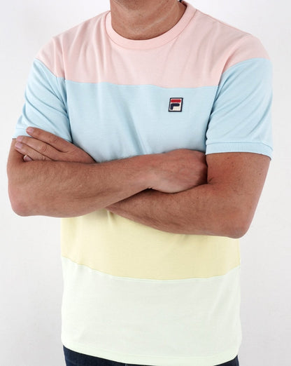 Fila Vintage Pastel Block T-Shirt Rosa/Himmelblau/Gelb
