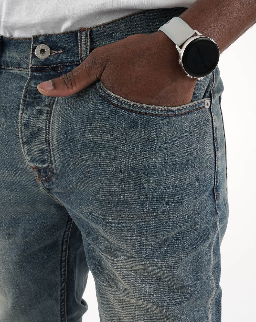 Pretty Green Erwood Slim Fit Jeans Light Blue