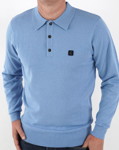 Gabicci Vintage Francesco LS Strickpolo Sky