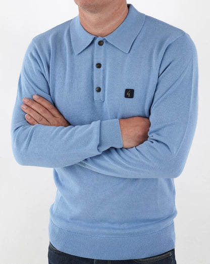 Gabicci Vintage Francesco LS Strickpolo Sky