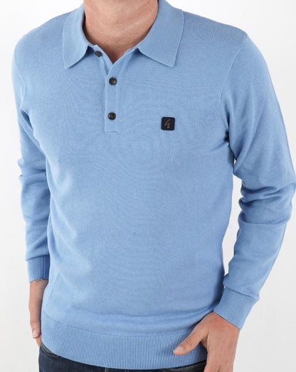 Gabicci Vintage Francesco LS Strickpolo Sky