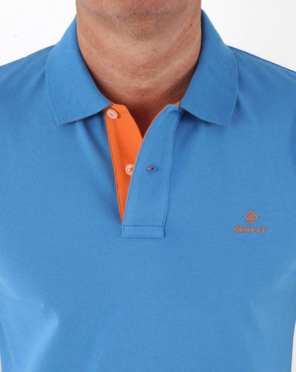 Gant Contrast Collar S/s Rugger Königsblau