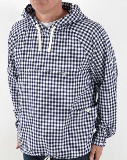Pretty Green – Ohd – Kitteljacke in Marineblau mit Vichy-Karomuster