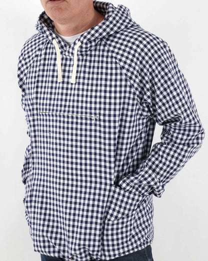 Pretty Green – Ohd – Kitteljacke in Marineblau mit Vichy-Karomuster