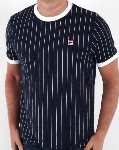 Fila Vintage Nadelstreifen-T-Shirt Marineblau/Weiß