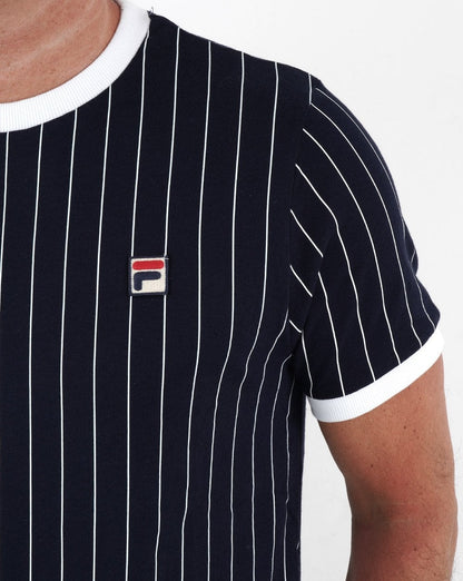 Fila Vintage Nadelstreifen-T-Shirt Marineblau/Weiß