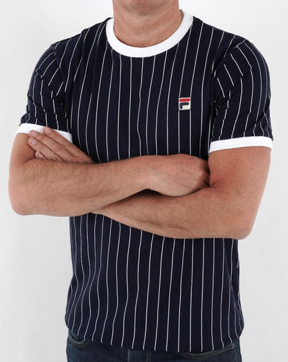 Fila Vintage Nadelstreifen-T-Shirt Marineblau/Weiß