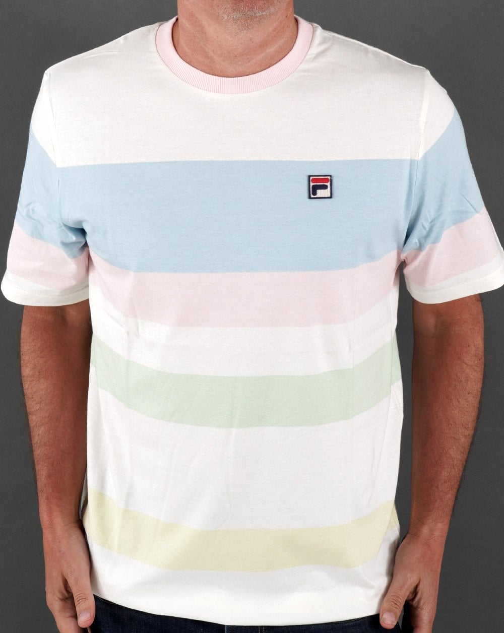 Fila Vintage Stripe T-Shirt Off White/Multi Pastel