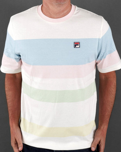 Fila Vintage Stripe T-Shirt Off White/Multi Pastel