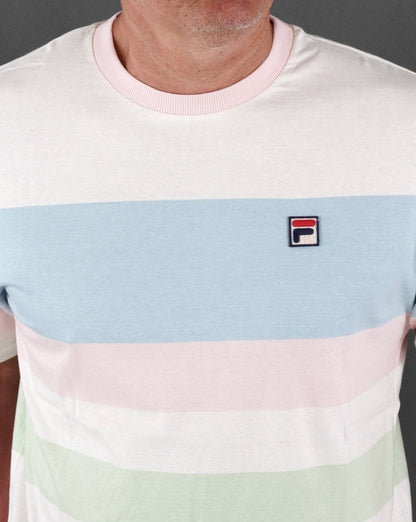 Fila Vintage Stripe T-Shirt Off White/Multi Pastel