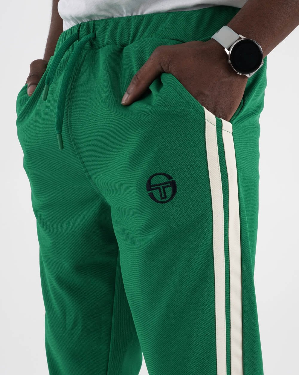 Sergio Tacchini 2-Streifen-Trainingshose Grün/Gardenia