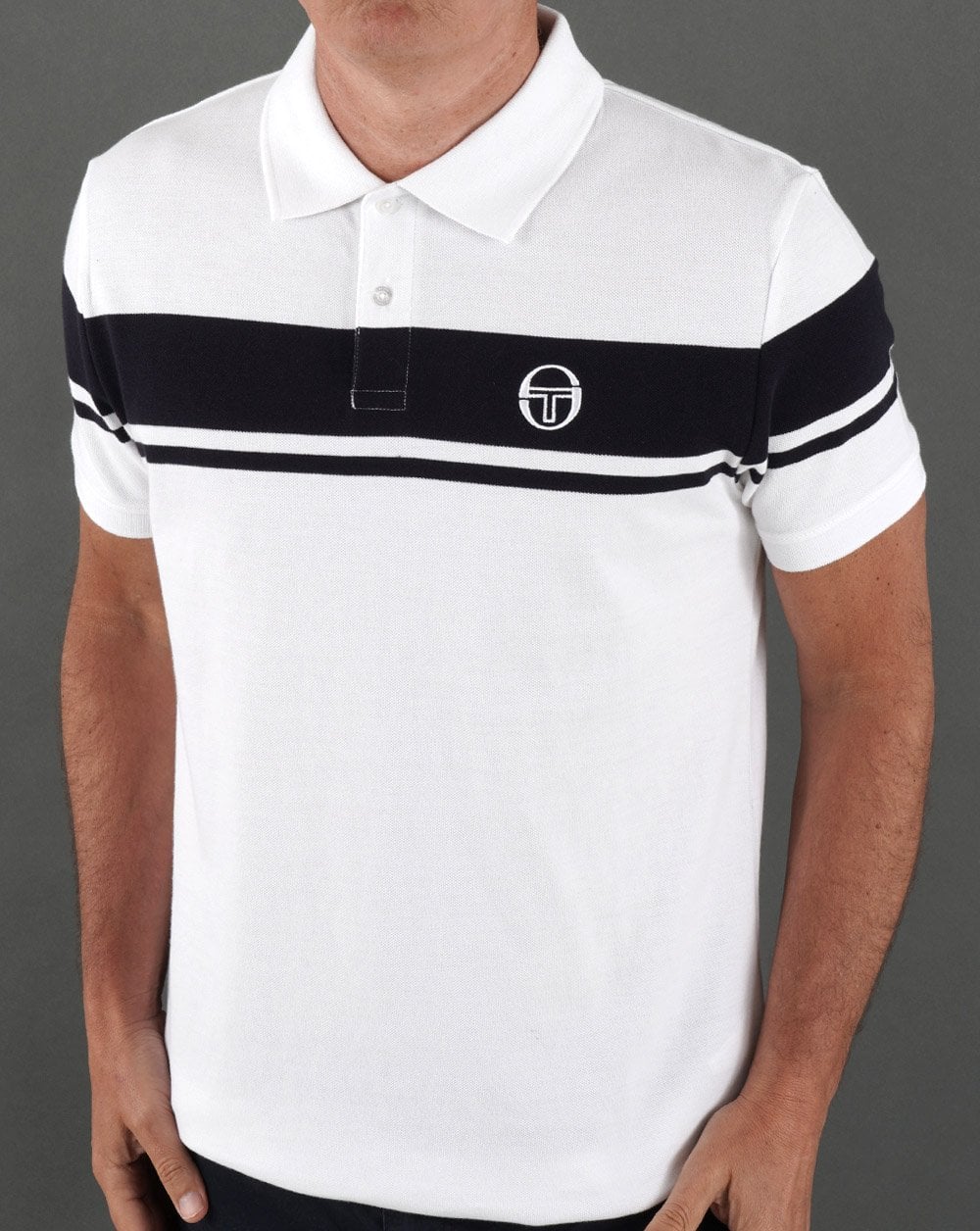 Sergio Tacchini Young Line Poloshirt Weiß/Marineblau