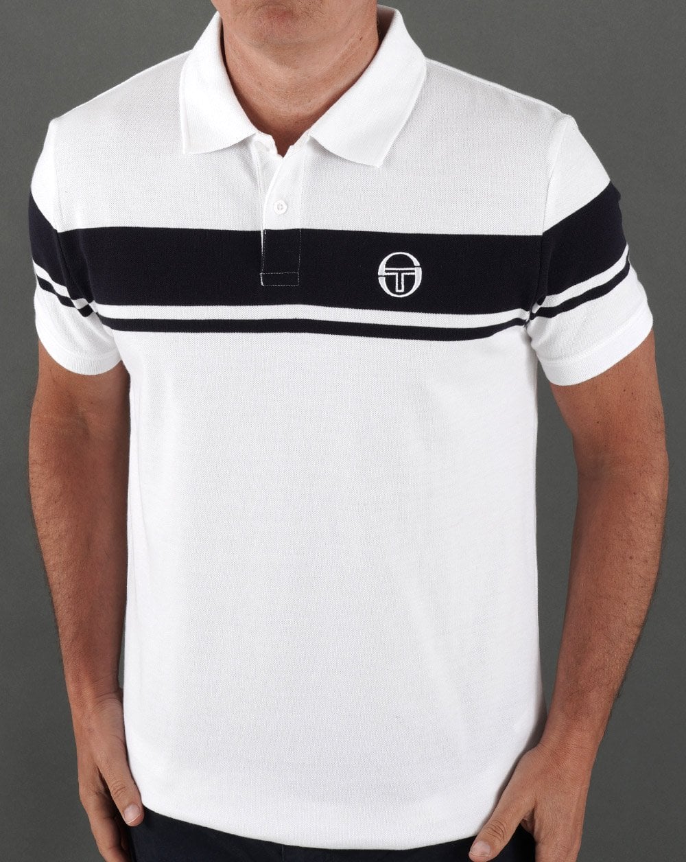 Sergio Tacchini Young Line Poloshirt Weiß/Marineblau