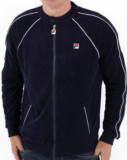 Fila – Vintage-Trainingsoberteil aus Frottee in Marineblau