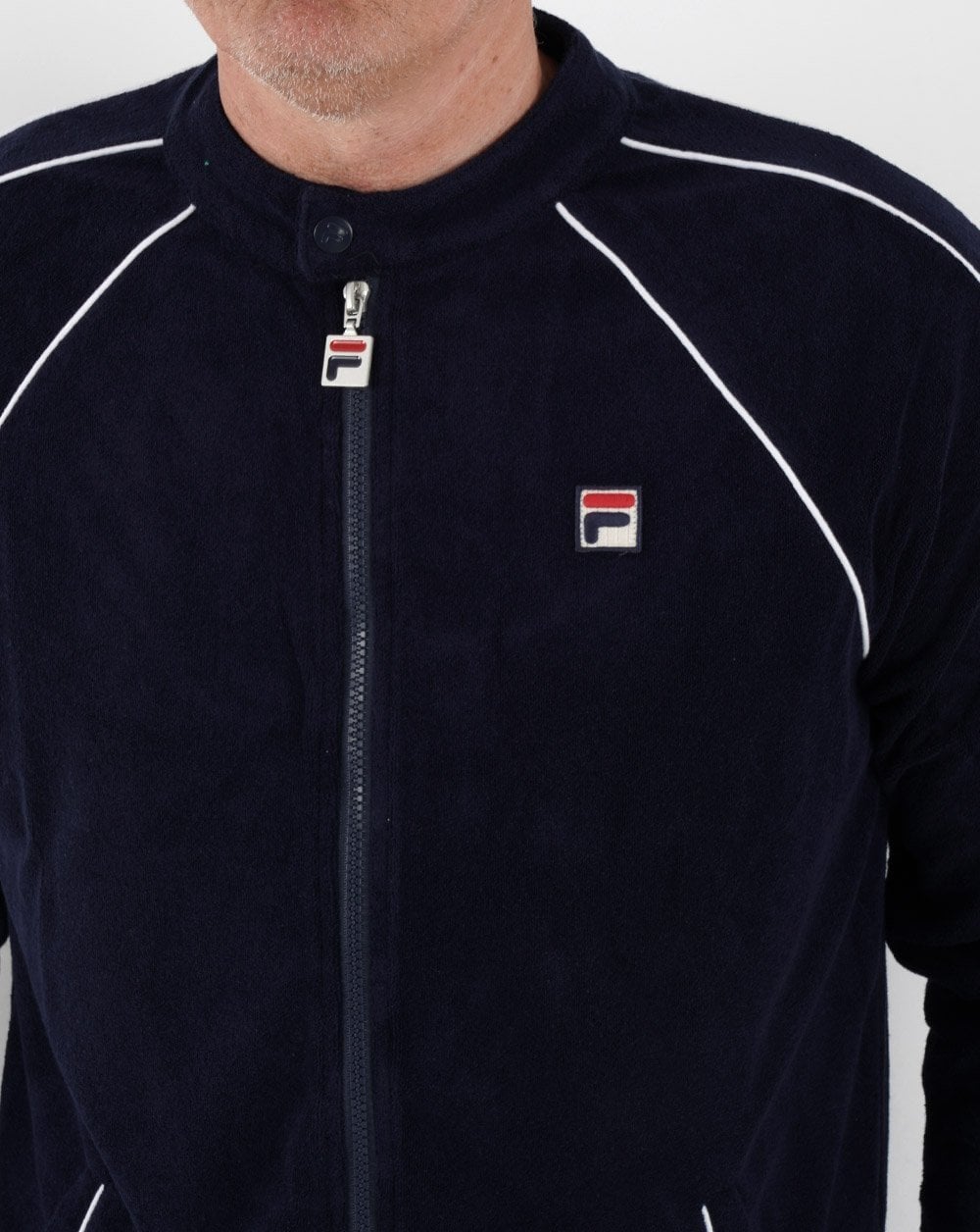 Fila – Vintage-Trainingsoberteil aus Frottee in Marineblau