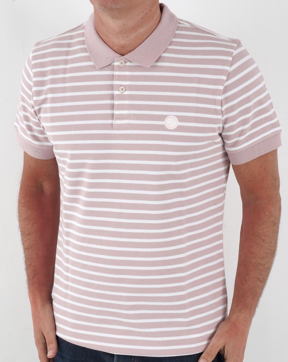 Pretty Green – Gestreiftes Poloshirt in Rosa