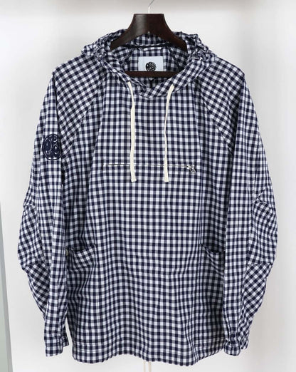 Pretty Green – Ohd – Kitteljacke in Marineblau mit Vichy-Karomuster