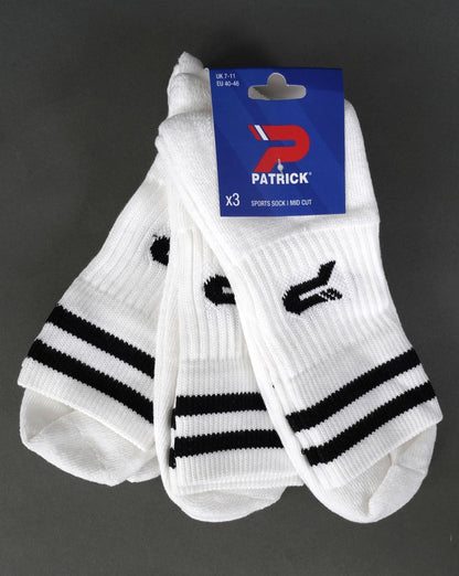 Patrick Stripe Mid Cut Socken, 3er-Pack, Weiß