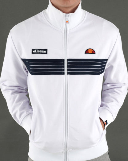 Ellesse – 5-Streifen-Trainingsoberteil, Weiß/Marineblau
