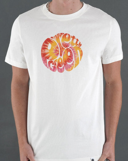 Pretty Green – Tie-Dye-Logo-T-Shirt in Weiß