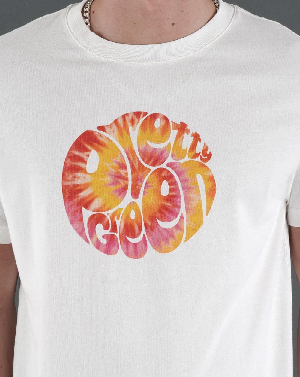 Pretty Green – Tie-Dye-Logo-T-Shirt in Weiß