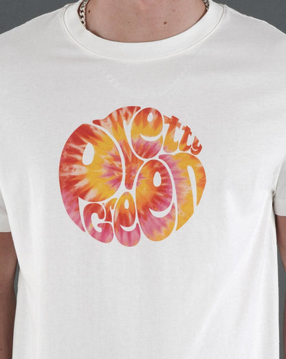 Pretty Green – Tie-Dye-Logo-T-Shirt in Weiß