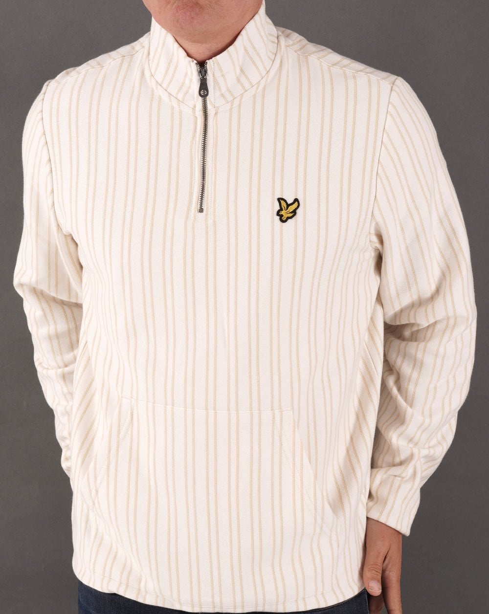 Lyle & Scott Pinstripe 1/4 Zip Sweat Off White