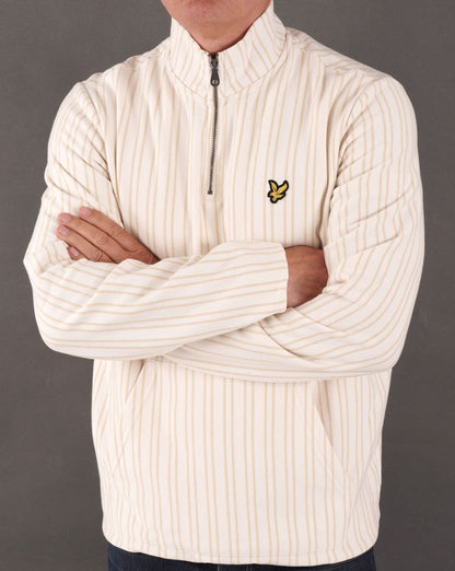 Lyle &amp; Scott – Sweatshirt mit Nadelstreifen und 1/4-Reißverschluss in Off-White
