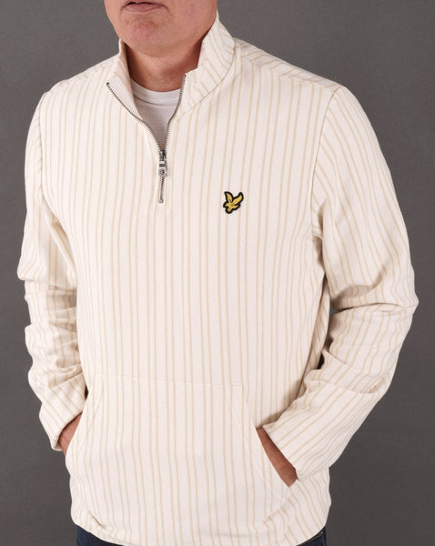 Lyle & Scott Pinstripe 1/4 Zip Sweat Off White