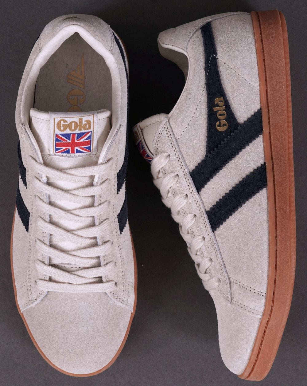 Gola Equipe Wildleder-Sneaker Off White/Marineblau/Gummi