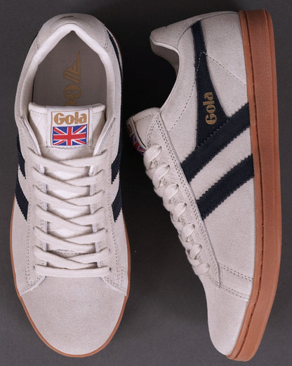 Gola Equipe Wildleder-Sneaker Off White/Marineblau/Gummi